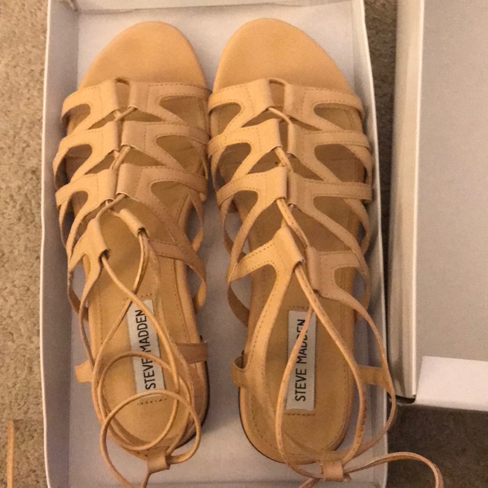 Nude Lace up Sandals